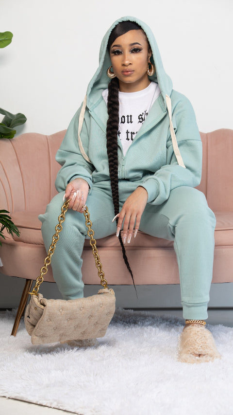 Zipper Hoddie Jogger Set