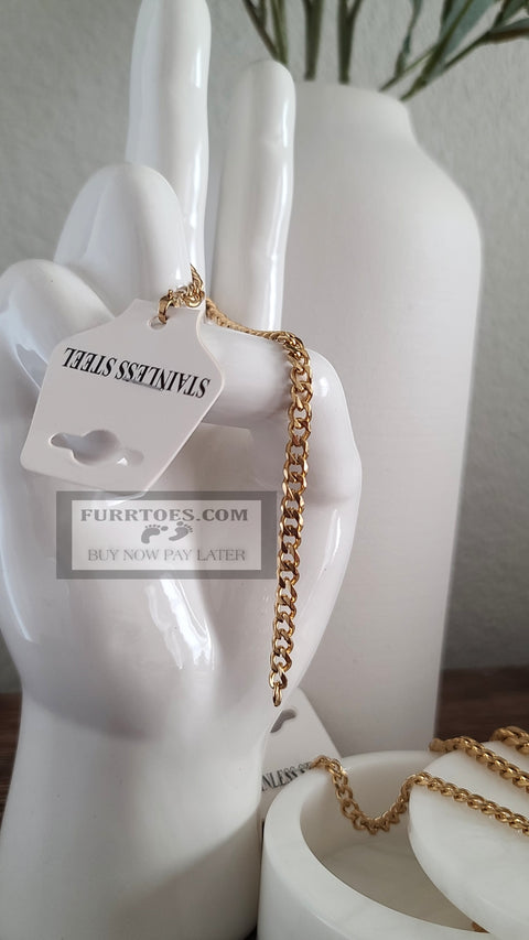 CUBAN LINK  STAINLESS STEEL ANKLET GOLD TONE