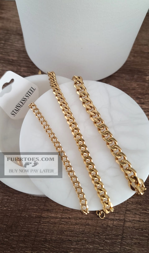 CUBAN LINK  STAINLESS STEEL ANKLET GOLD TONE