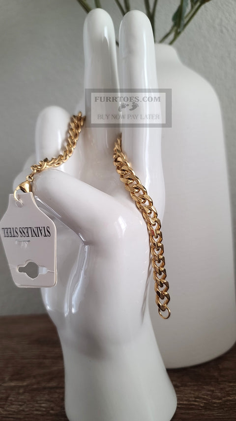 CUBAN LINK  STAINLESS STEEL ANKLET GOLD TONE