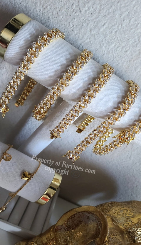 GOLD TONE CZ CUBAN ANKLET