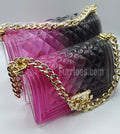 Purple and Black Transparent Diamond Panelled Jelly Bags